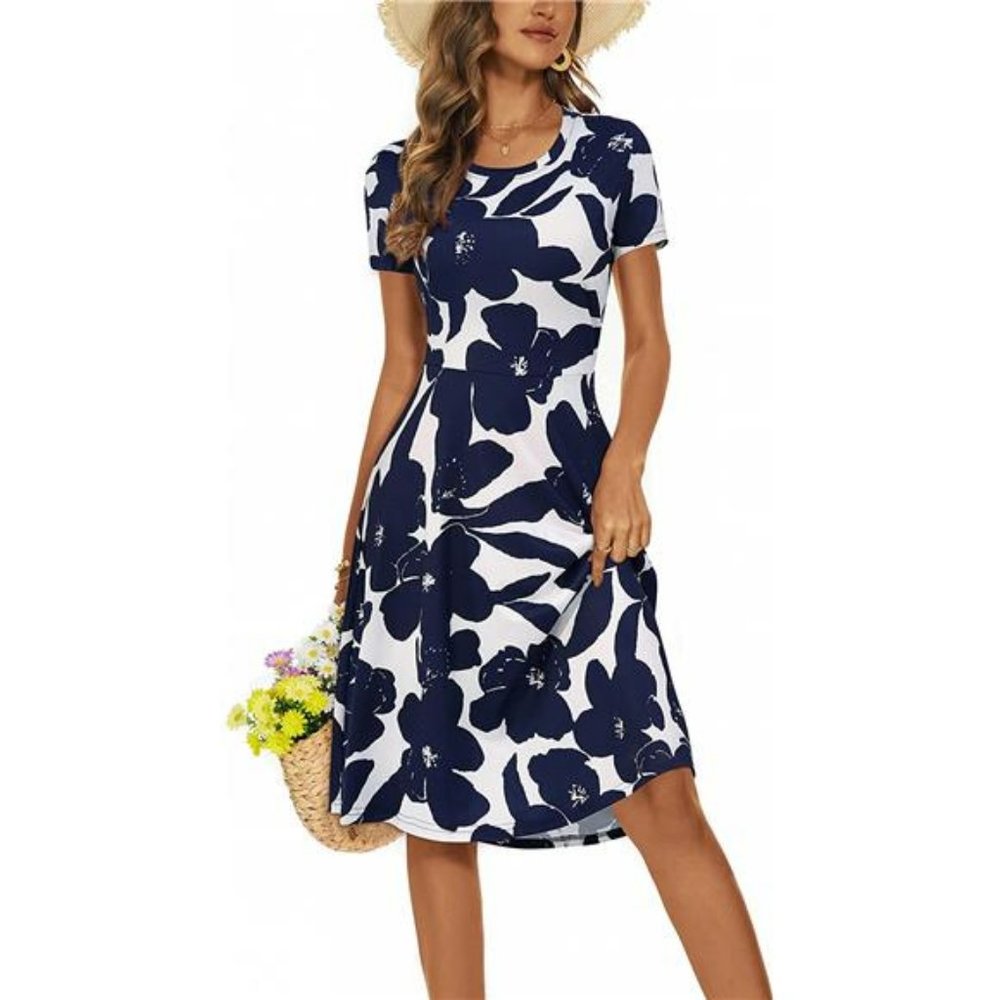 Sundresses for Women Casual Summer Short Sleeve with Pockets